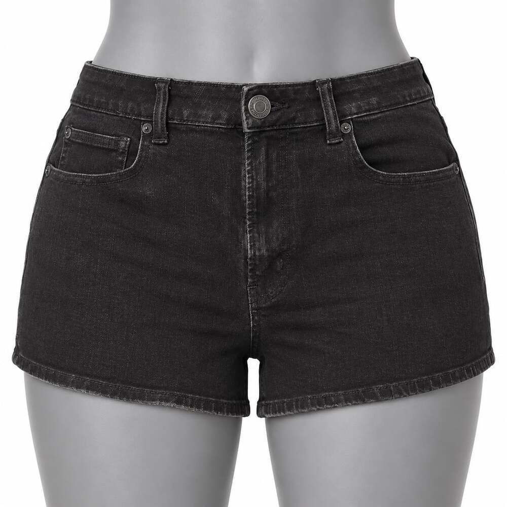 American Eagle Hi-Rise Shortie Black Denim Cutoff Shorts